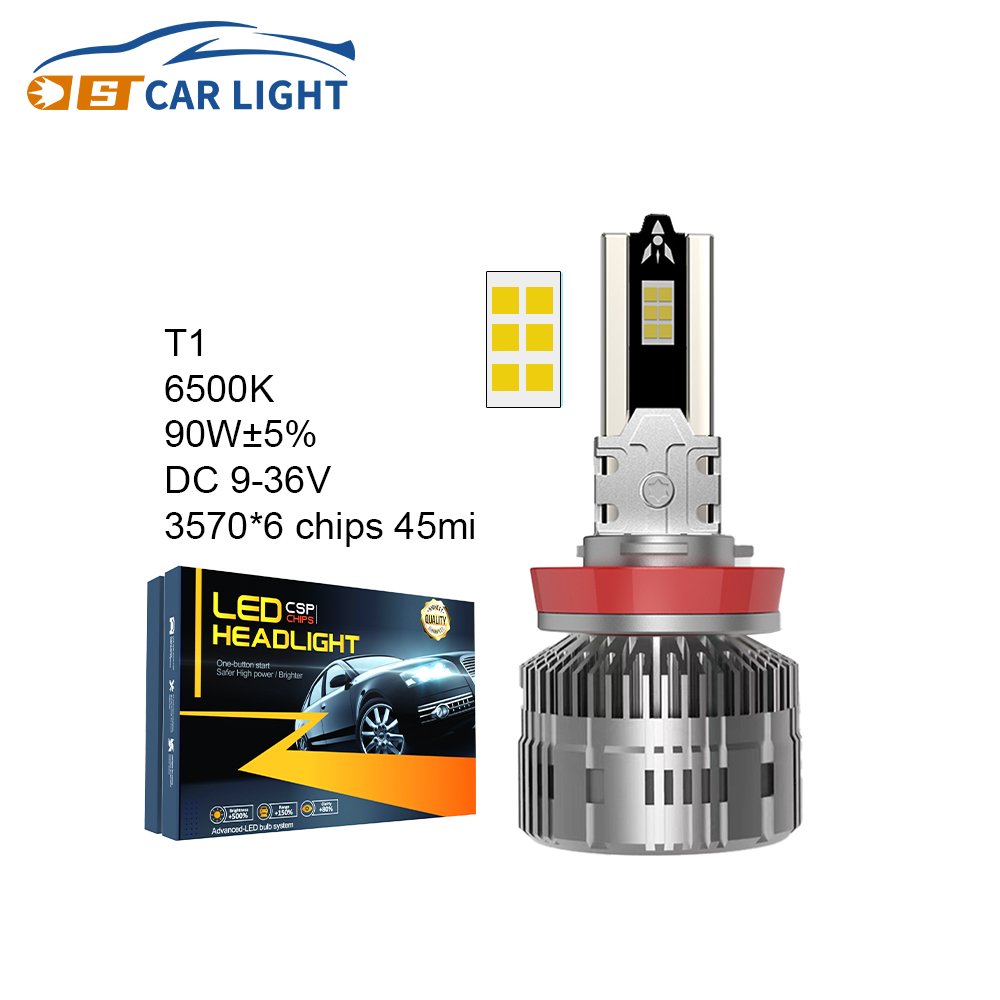 Wholesale Factory T1 90w 9000lumen High Speed Fans Canbus Ready 3570 Led Chips 6500k H1 H7 H11 9005 9006 9012 H4 Led Headlight